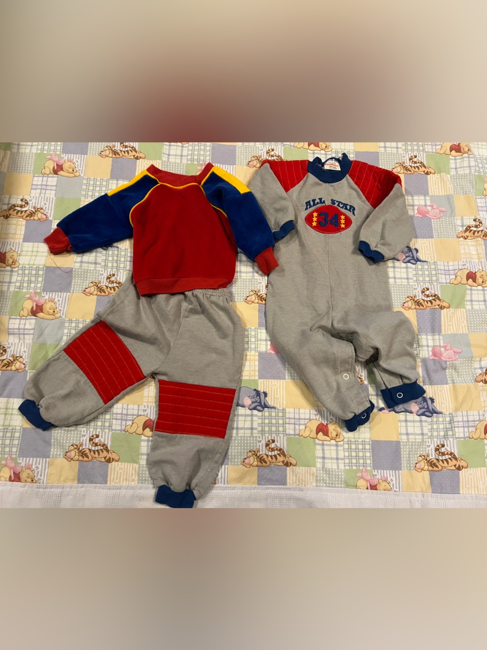healthtex Grey, red, and blue color block set